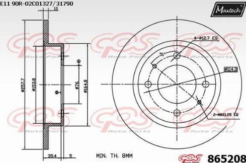 Maxtech 865208.0000 - Bremžu diski autodraugiem.lv