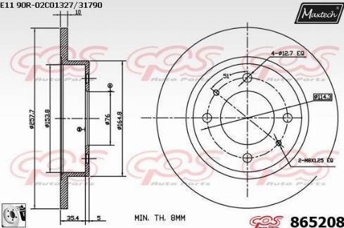 Maxtech 865208.0080 - Bremžu diski autodraugiem.lv