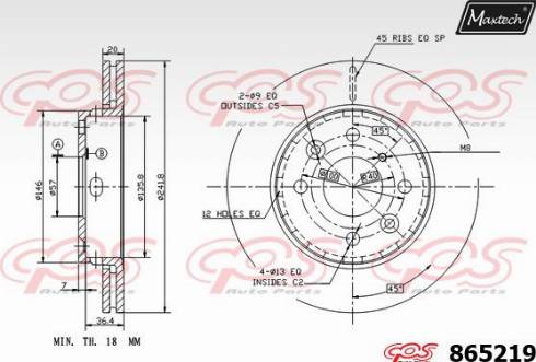 Maxtech 865219.0000 - Bremžu diski autodraugiem.lv