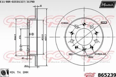 Maxtech 865239.0060 - Bremžu diski autodraugiem.lv