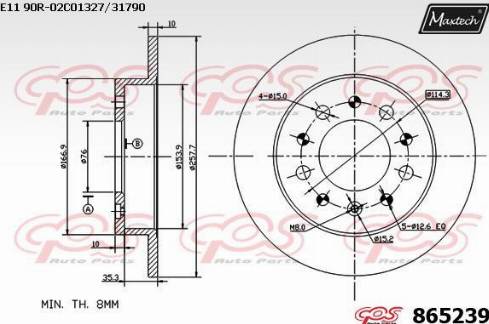 Maxtech 865239.0000 - Bremžu diski autodraugiem.lv