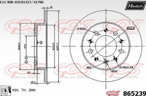 Maxtech 865239.0080 - Bremžu diski autodraugiem.lv