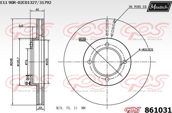 Maxtech 865239 - Bremžu diski autodraugiem.lv