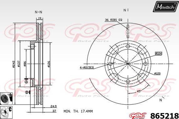 Maxtech 865234 - Bremžu diski autodraugiem.lv