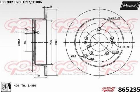 Maxtech 865235.0080 - Bremžu diski autodraugiem.lv