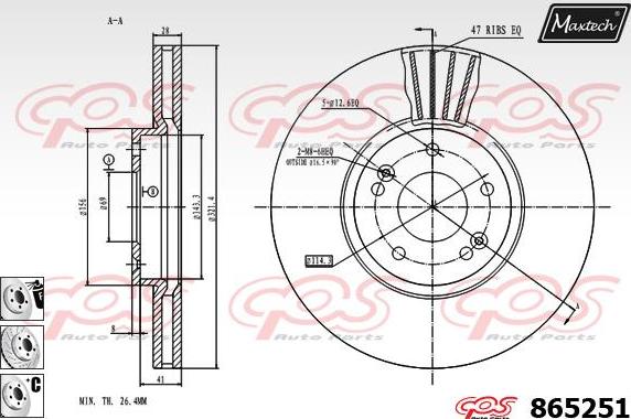 Maxtech 865238 - Bremžu diski autodraugiem.lv