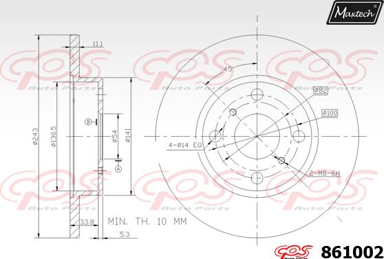 Maxtech 861002 - Bremžu diski autodraugiem.lv