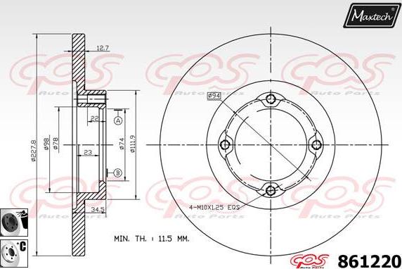 Maxtech 861011 - Bremžu diski autodraugiem.lv