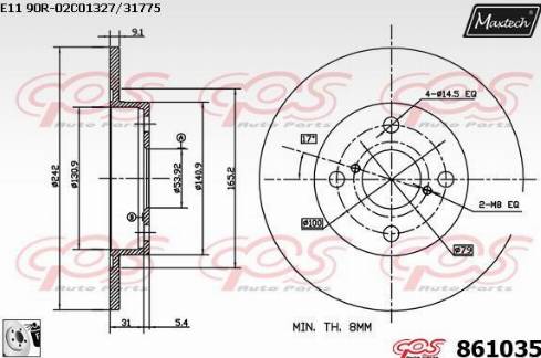 Maxtech 861035.0080 - Bremžu diski autodraugiem.lv