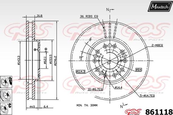 Maxtech 861036 - Bremžu diski autodraugiem.lv