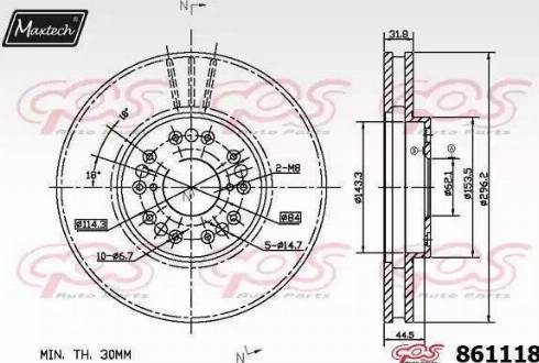 Maxtech 861118.0000 - Bremžu diski autodraugiem.lv