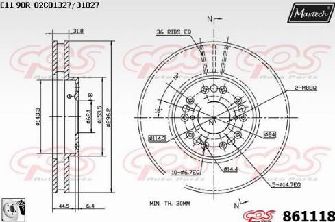 Maxtech 861118.0080 - Bremžu diski autodraugiem.lv