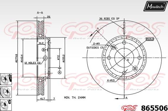 Maxtech 871114 - Bremžu diski autodraugiem.lv