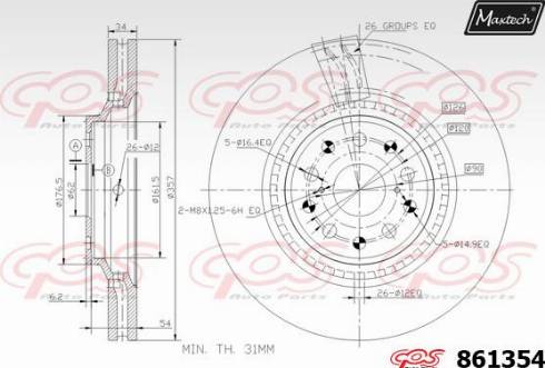 Maxtech 861354.0000 - Bremžu diski autodraugiem.lv