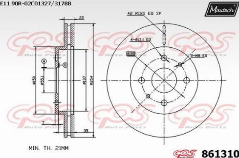 Maxtech 861310.0000 - Bremžu diski autodraugiem.lv