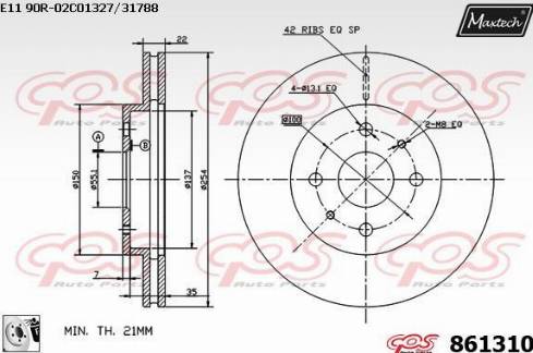 Maxtech 861310.0080 - Bremžu diski autodraugiem.lv