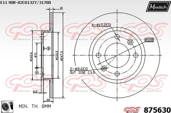 Maxtech 861338 - Bremžu diski autodraugiem.lv