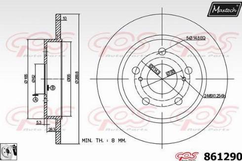 Maxtech 861290.0080 - Bremžu diski autodraugiem.lv