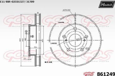 Maxtech 861249.0000 - Bremžu diski autodraugiem.lv