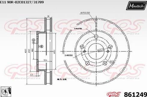 Maxtech 861249.0080 - Bremžu diski autodraugiem.lv