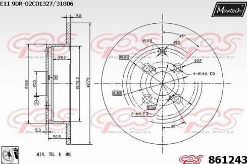 Maxtech 861243.0080 - Bremžu diski autodraugiem.lv