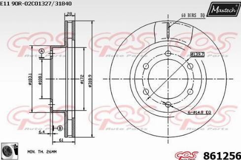 Maxtech 861256.0060 - Bremžu diski autodraugiem.lv