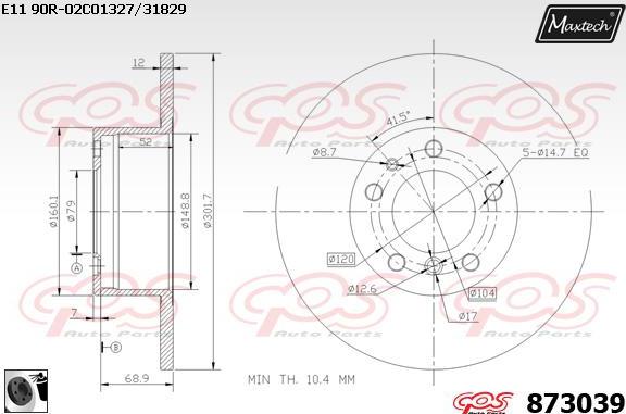 Maxtech 861256 - Bremžu diski autodraugiem.lv