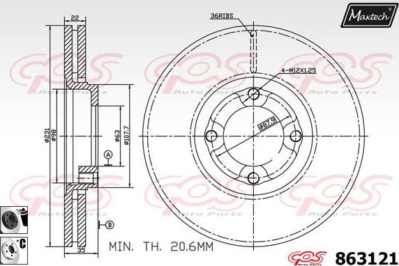 Maxtech 861265 - Bremžu diski autodraugiem.lv