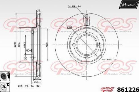 Maxtech 861226.6060 - Bremžu diski autodraugiem.lv