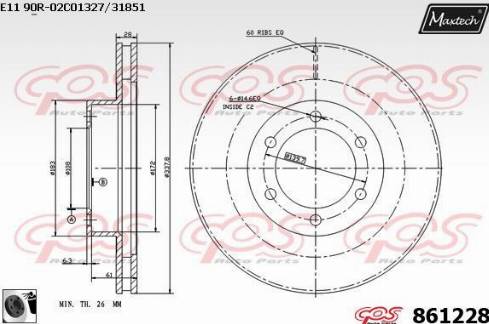 Maxtech 861228.0060 - Bremžu diski autodraugiem.lv