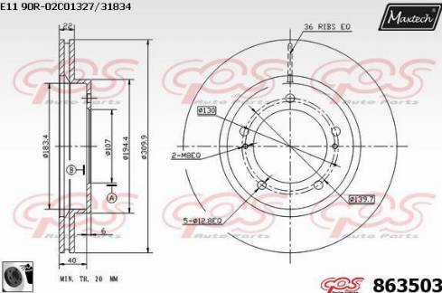 Maxtech 863503.0060 - Bremžu diski autodraugiem.lv