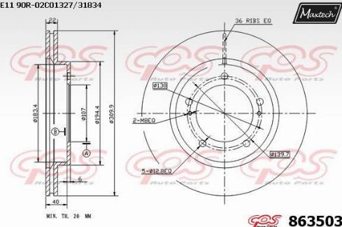 Maxtech 863503.0000 - Bremžu diski autodraugiem.lv