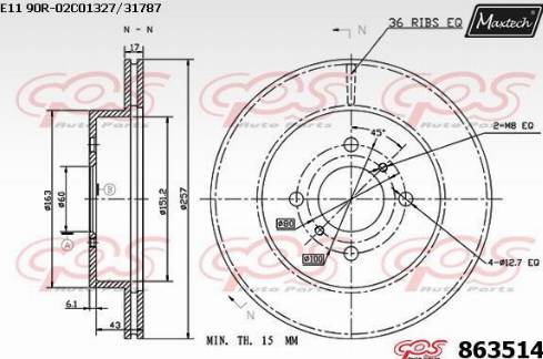 Maxtech 863514.0000 - Bremžu diski autodraugiem.lv