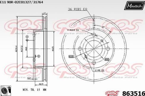 Maxtech 863516.0060 - Bremžu diski autodraugiem.lv