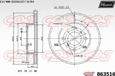 Maxtech 863516.0000 - Bremžu diski autodraugiem.lv