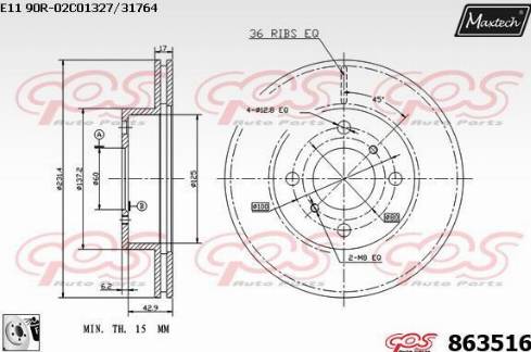 Maxtech 863516.0080 - Bremžu diski autodraugiem.lv