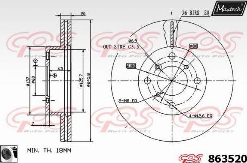 Maxtech 863520.0060 - Bremžu diski autodraugiem.lv