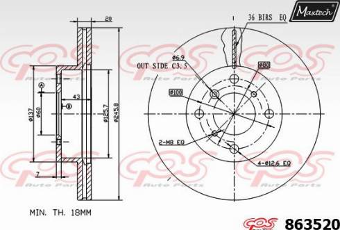 Maxtech 863520.0000 - Bremžu diski autodraugiem.lv