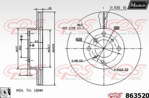 Maxtech 863520.0080 - Bremžu diski autodraugiem.lv