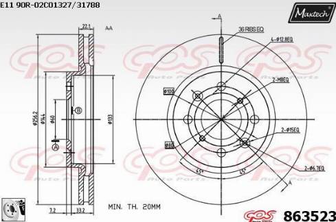 Maxtech 863523.0080 - Bremžu diski autodraugiem.lv