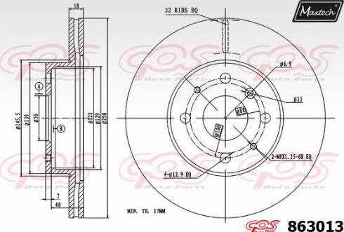 Maxtech 863013.0000 - Bremžu diski autodraugiem.lv