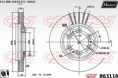 Maxtech 863116.0060 - Bremžu diski autodraugiem.lv