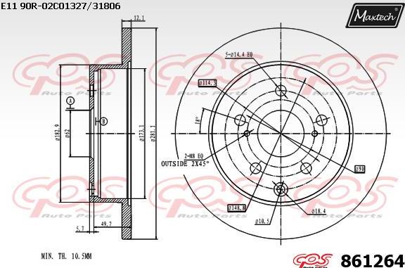 Maxtech 863111 - Bremžu diski autodraugiem.lv