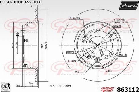 Maxtech 863112.0080 - Bremžu diski autodraugiem.lv