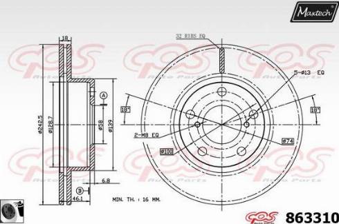 Maxtech 863310.0060 - Bremžu diski autodraugiem.lv