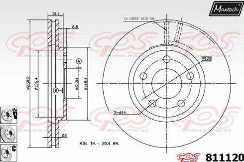 Maxtech 811120.6880 - Bremžu diski autodraugiem.lv