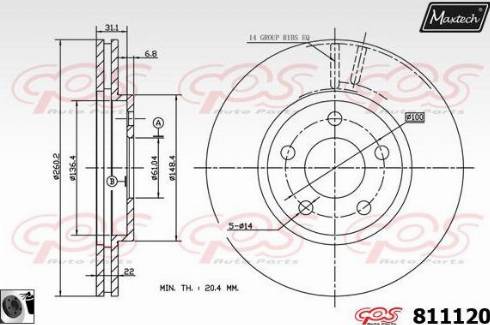 Maxtech 811120.0060 - Bremžu diski autodraugiem.lv