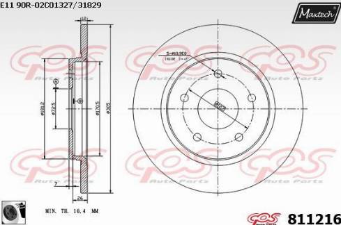 Maxtech 811216.0060 - Bremžu diski autodraugiem.lv