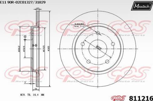 Maxtech 811216.0000 - Bremžu diski autodraugiem.lv