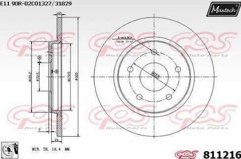 Maxtech 811216.0080 - Bremžu diski autodraugiem.lv